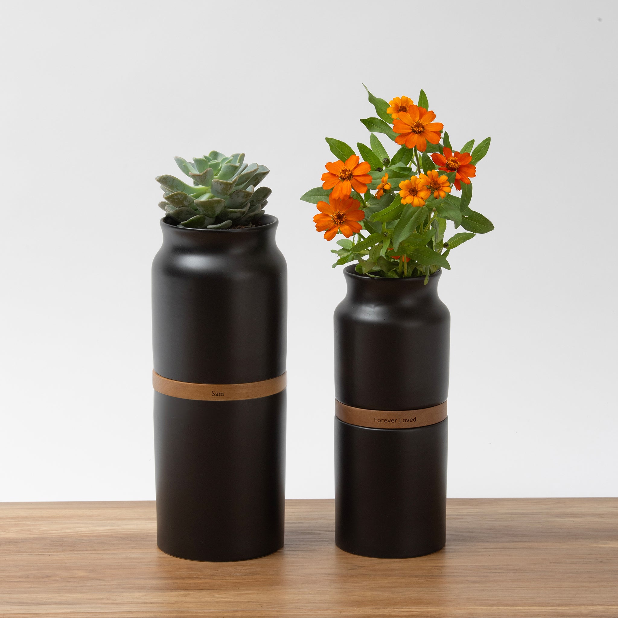 Black pet urn vase. Sky Urns custom pet urns can be used as dog urns or cat urns. They make beautiful pet memorial urns or custom memorial urns.