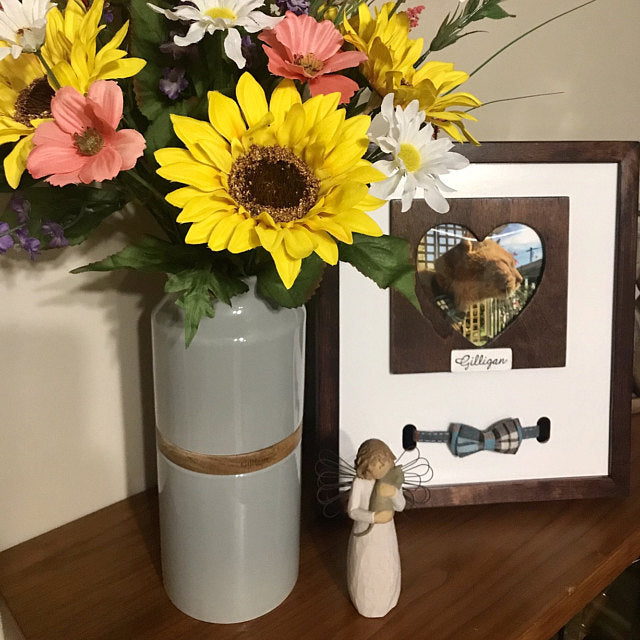 Grey pet urn vase. Sky Urns custom pet urns can be used as dog urns or cat urns. They make beautiful pet memorial urns or custom memorial urns.