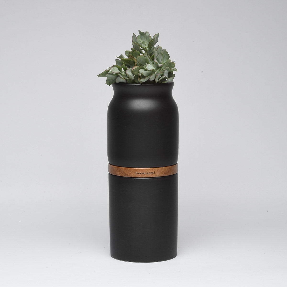 Vega Vase Urn: Black With Dark Wood