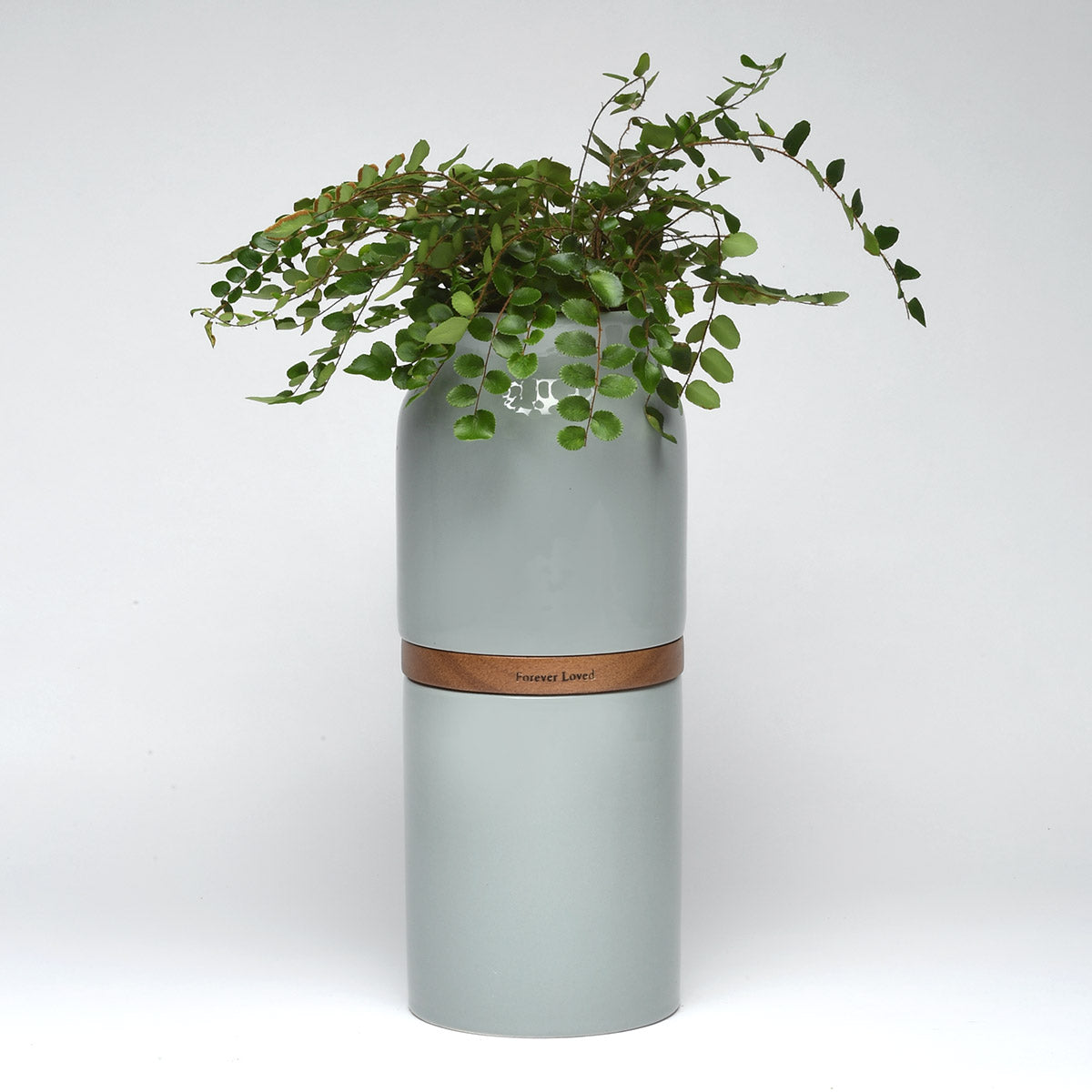 Vega Vase Urn: Grey With Dark Wood