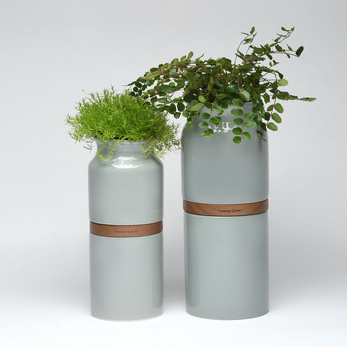 Vega Vase Urn: Grey With Dark Wood
