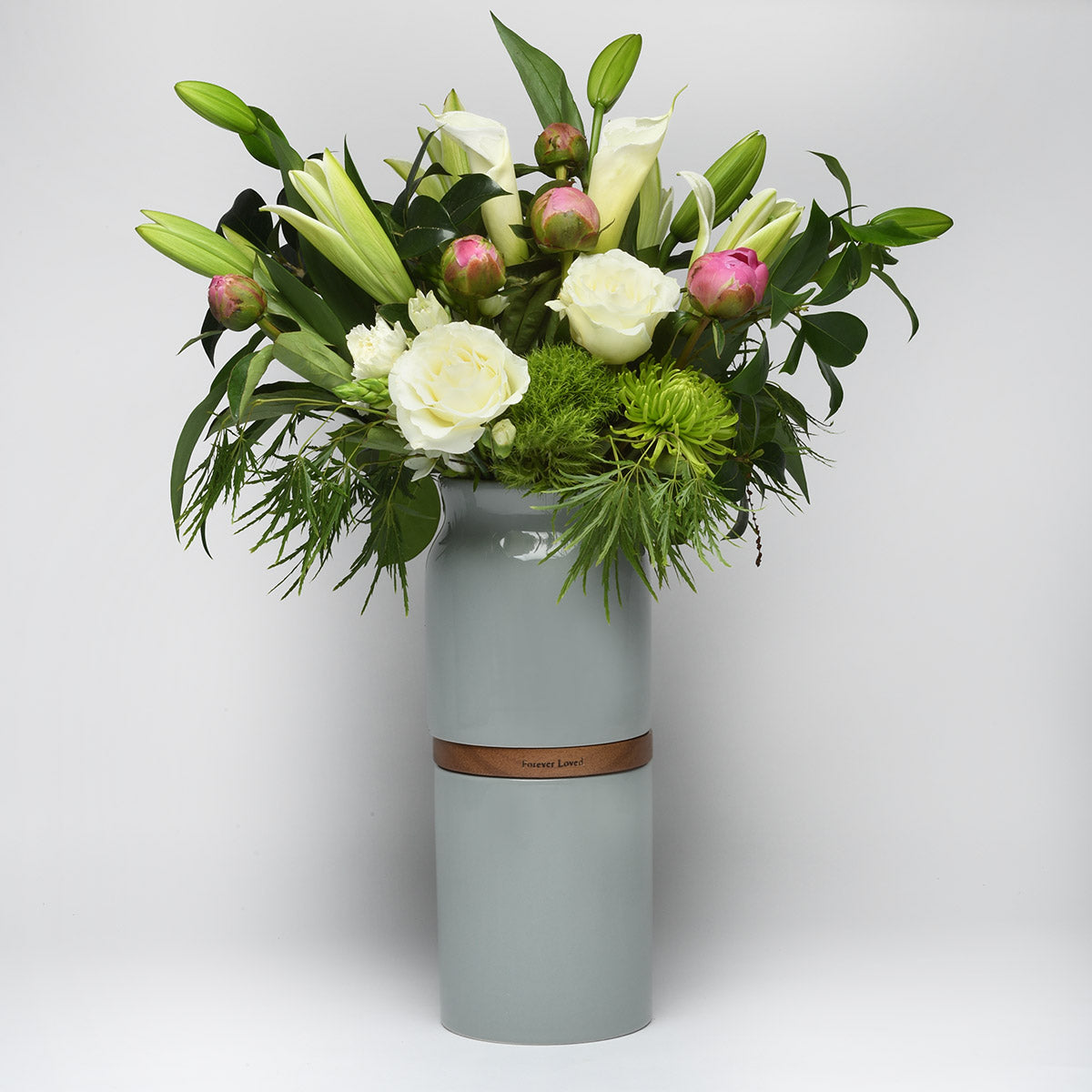 Vega Vase Urn: Grey With Dark Wood