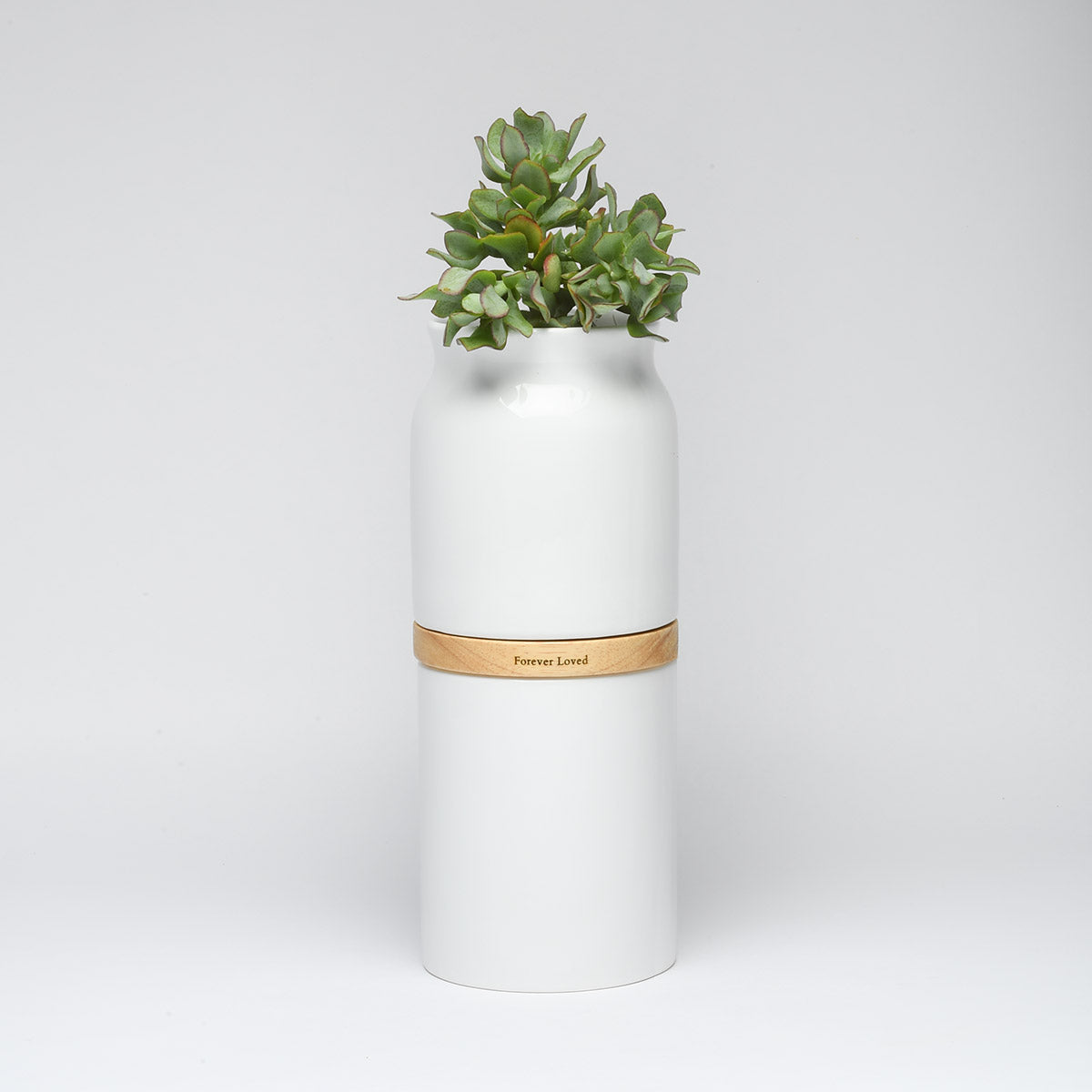 Vega Vase Urn: White With Light Wood