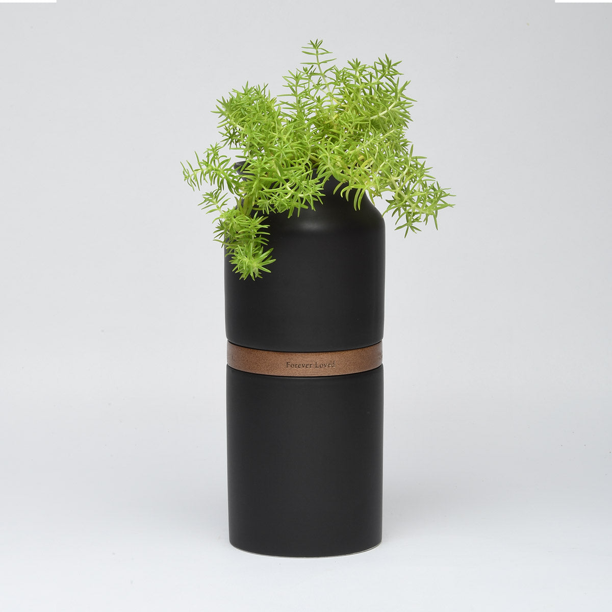 Vega Vase Urn in Black With Dark Wood