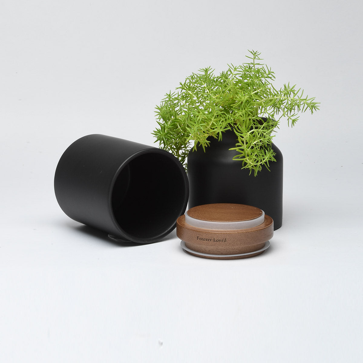 Vega Vase Urn: Black With Dark Wood