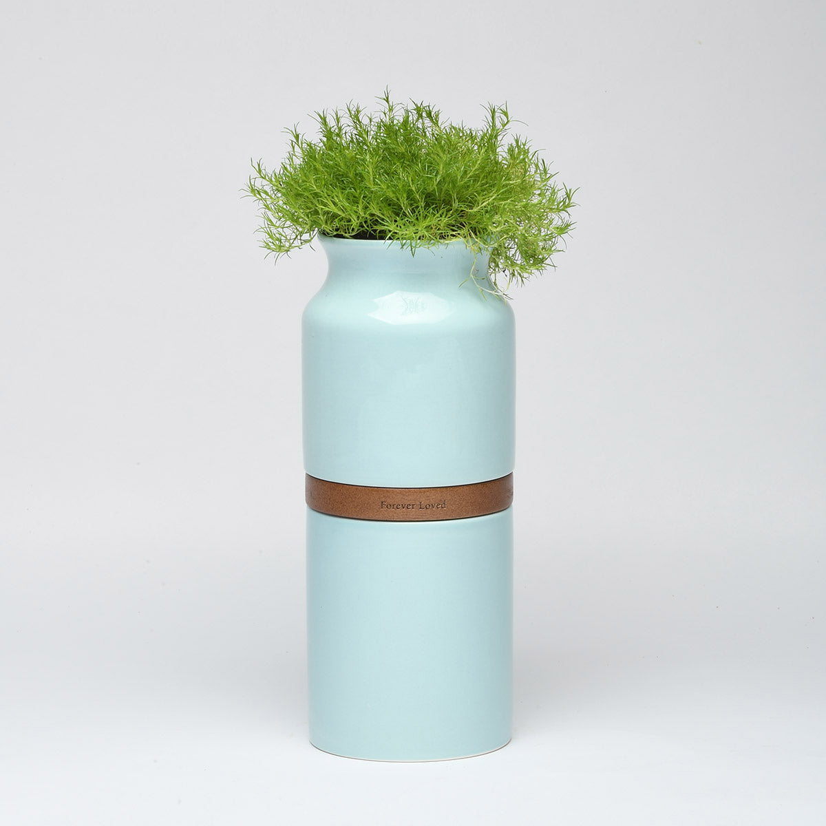 Vega Vase Urn: Blue With Dark Wood
