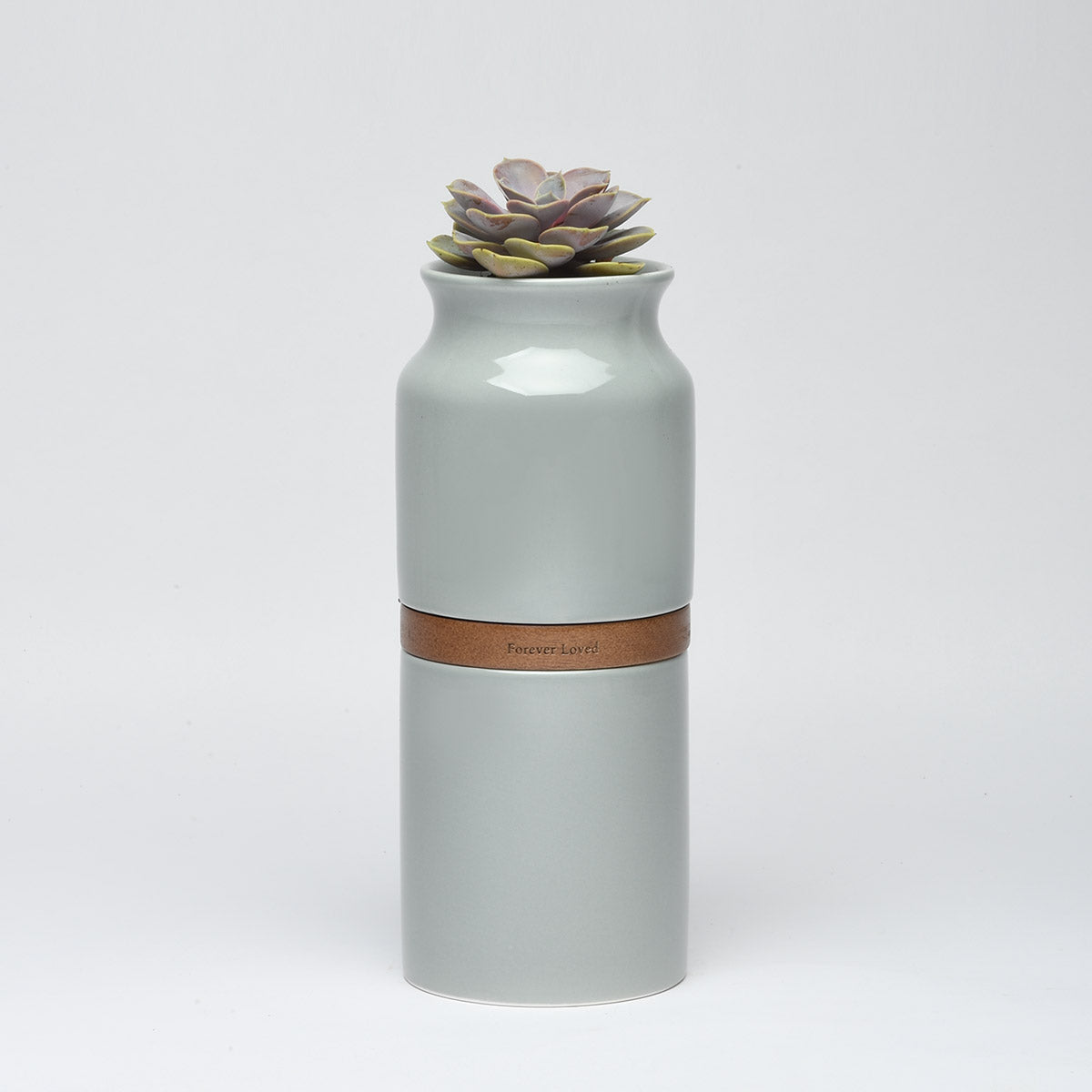 Vega Vase Urn: Grey With Dark Wood