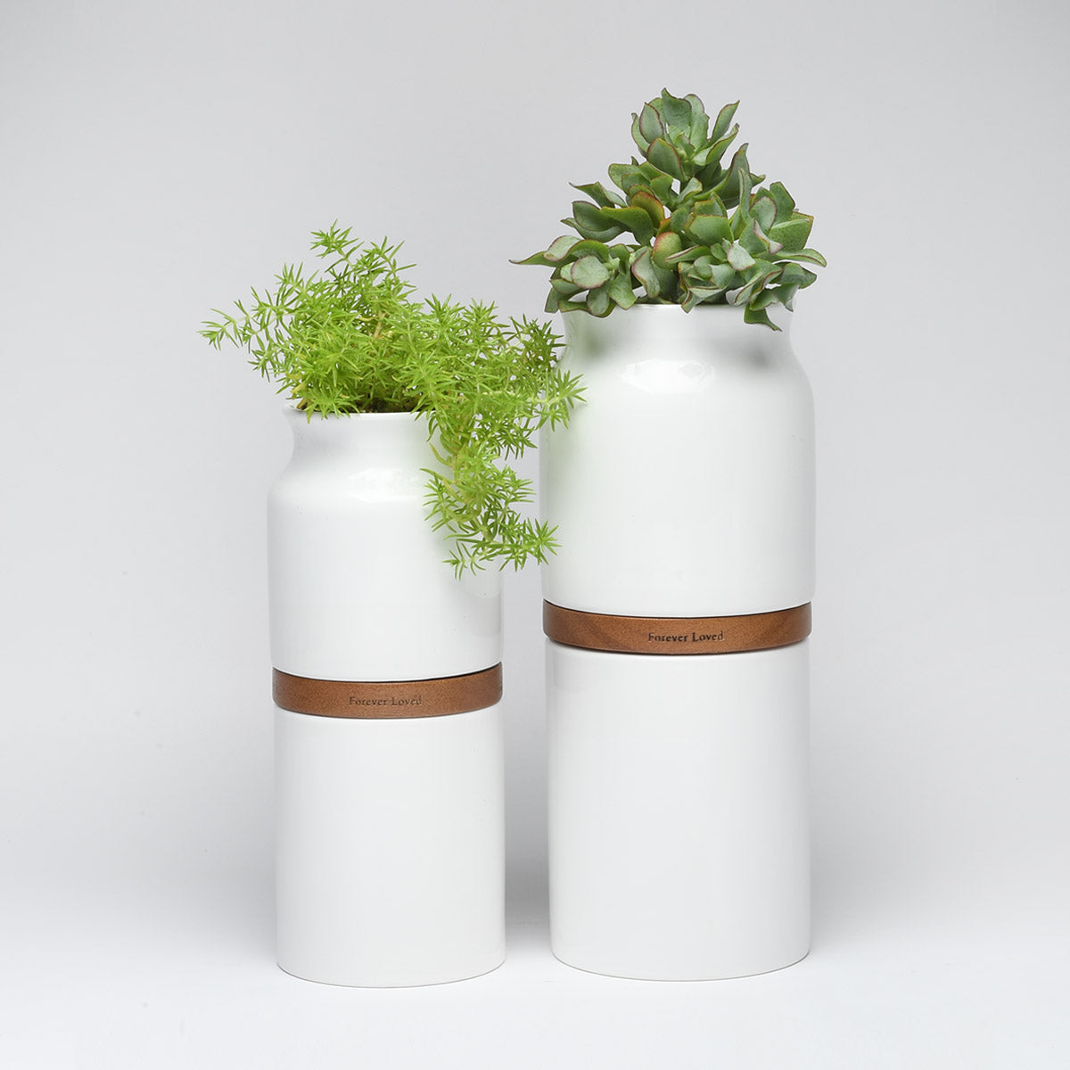 Vega Vase Urn in White With Dark Wood