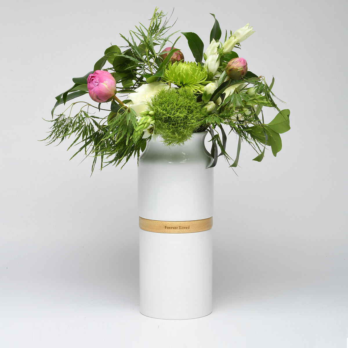 Vega Vase Urn: White With Light Wood