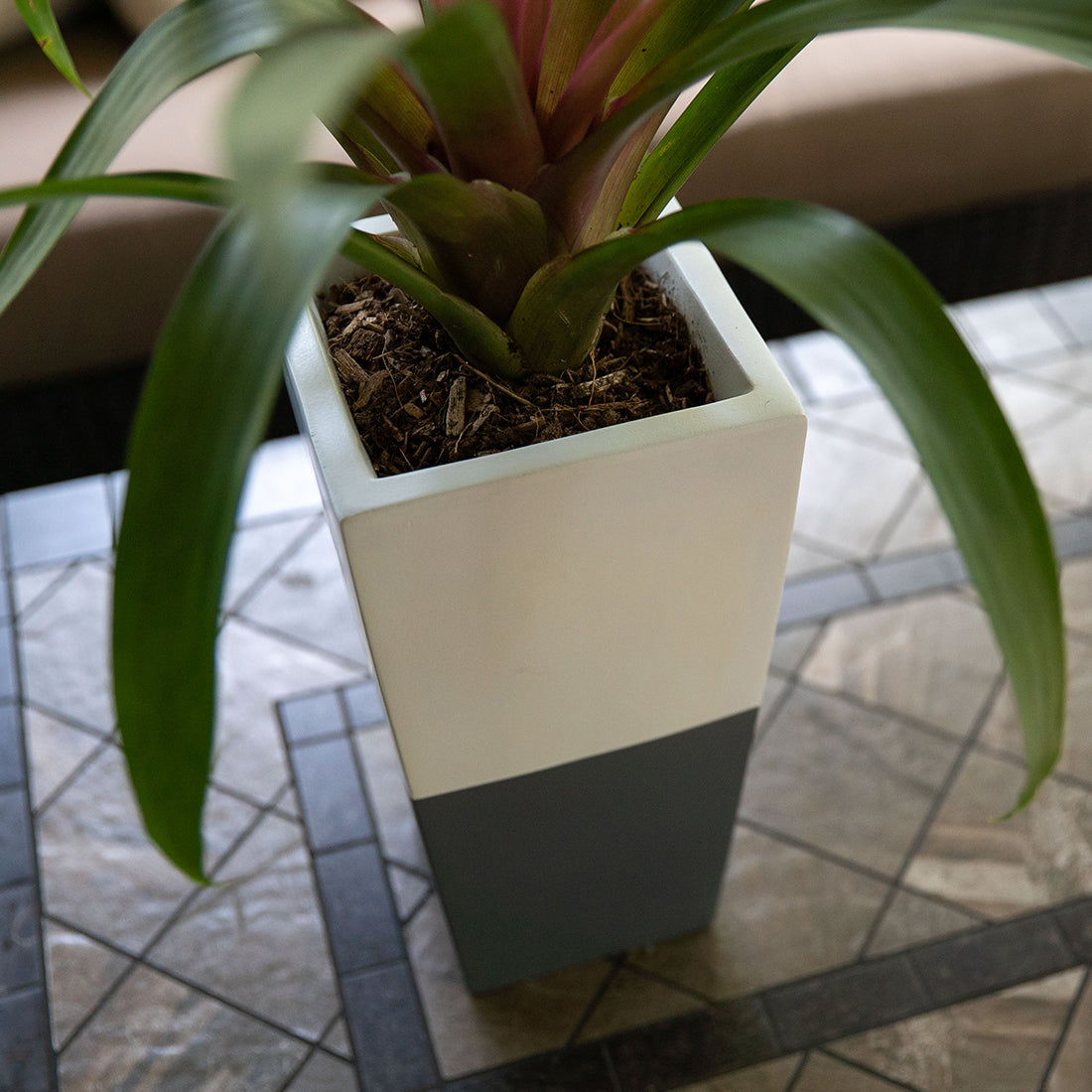 Grey and white outdoor pet urn. Sky Urns custom pet urns can be used as dog urns or cat urns. They make beautiful pet memorial urns or custom memorial urns.
