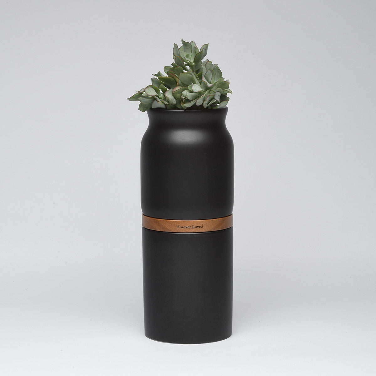 Vega Vase Urn in Black With Dark Wood