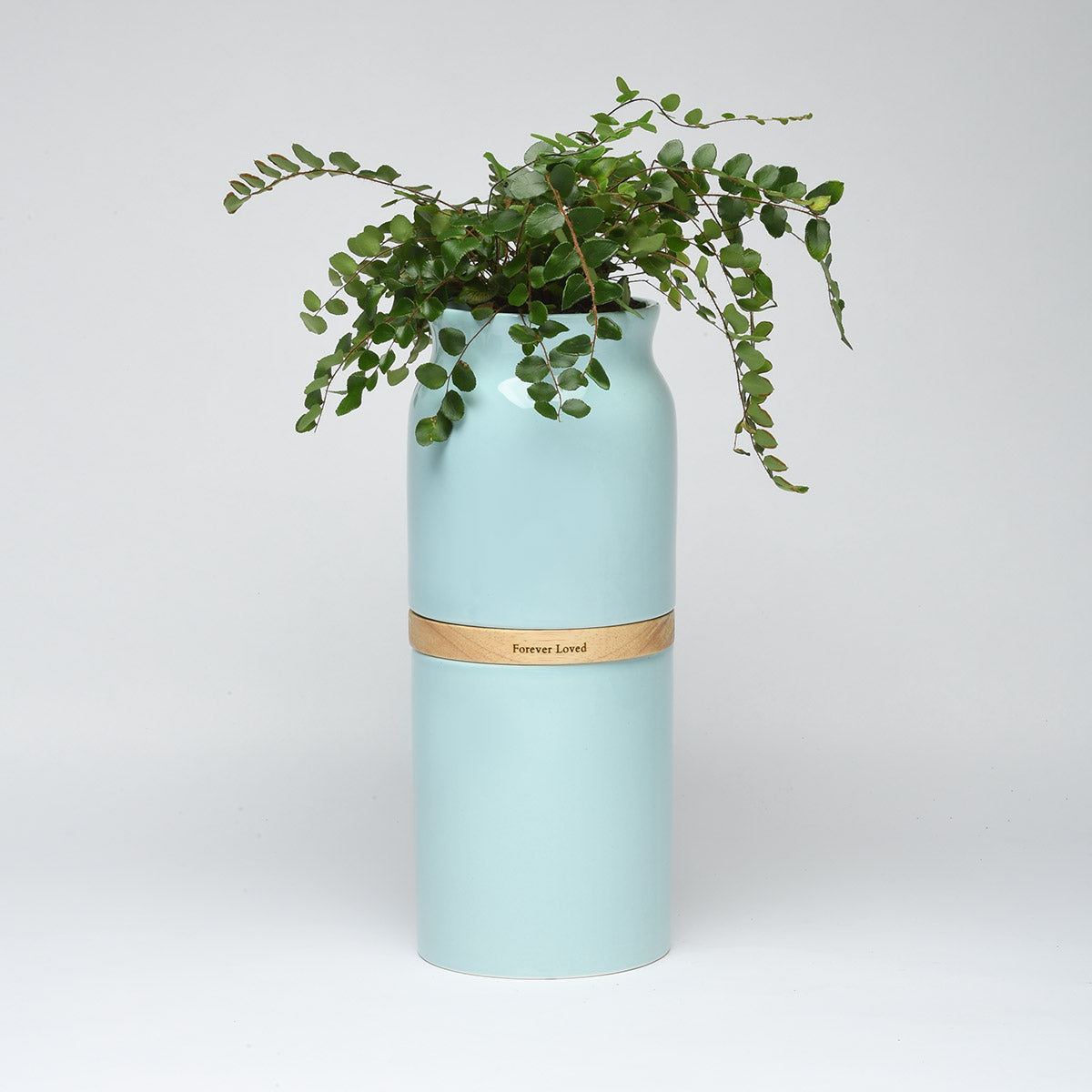 Vega Vase Urn in Blue With Light Wood