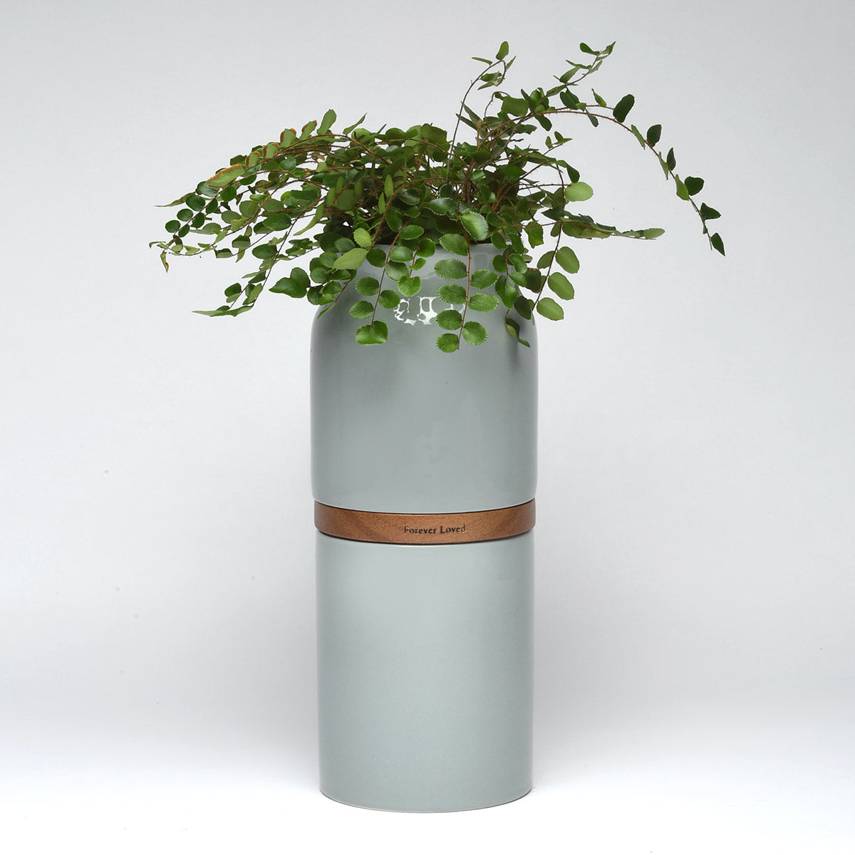 Vega Vase Urn in Grey With Dark Wood