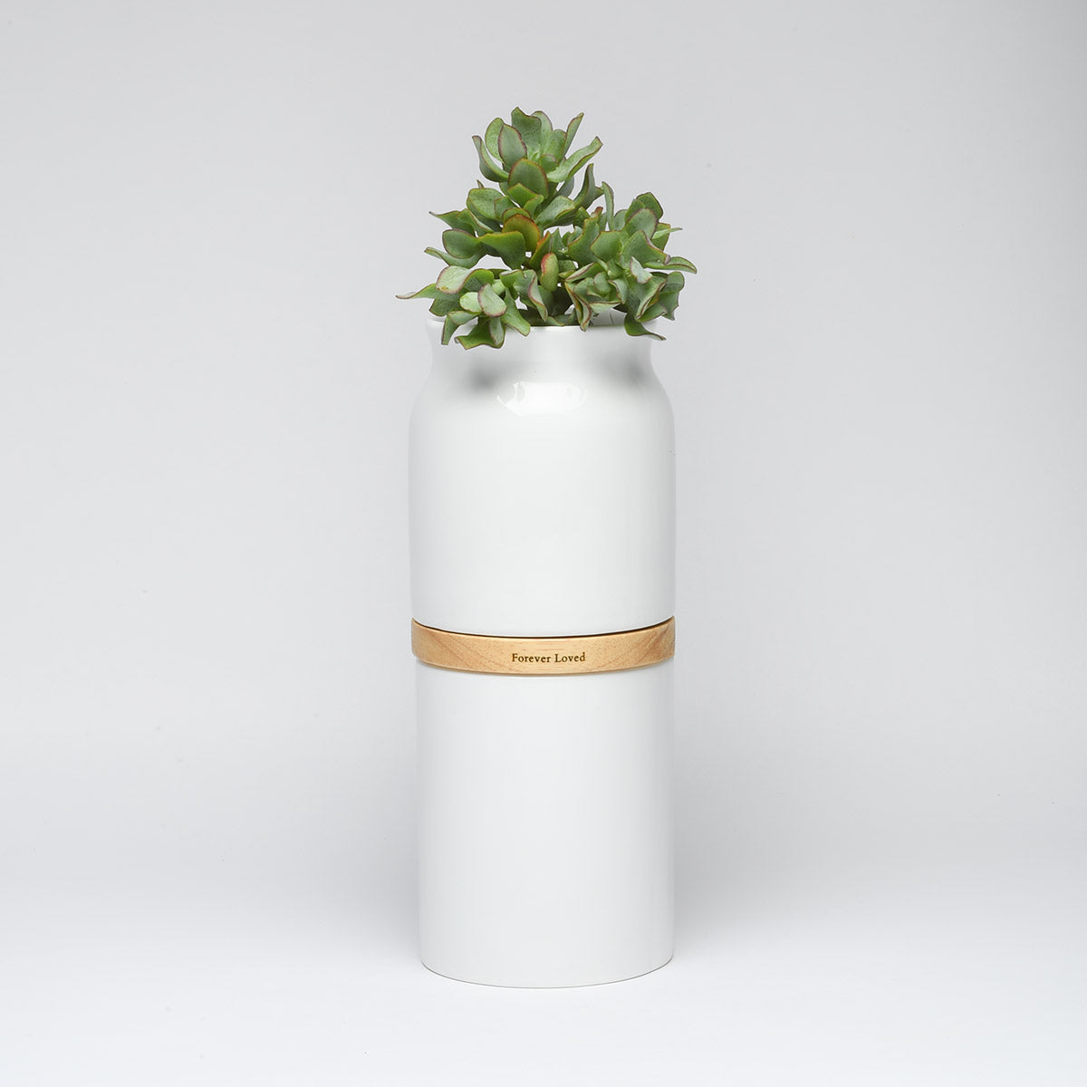 Vega Vase Urn in White With Light Wood