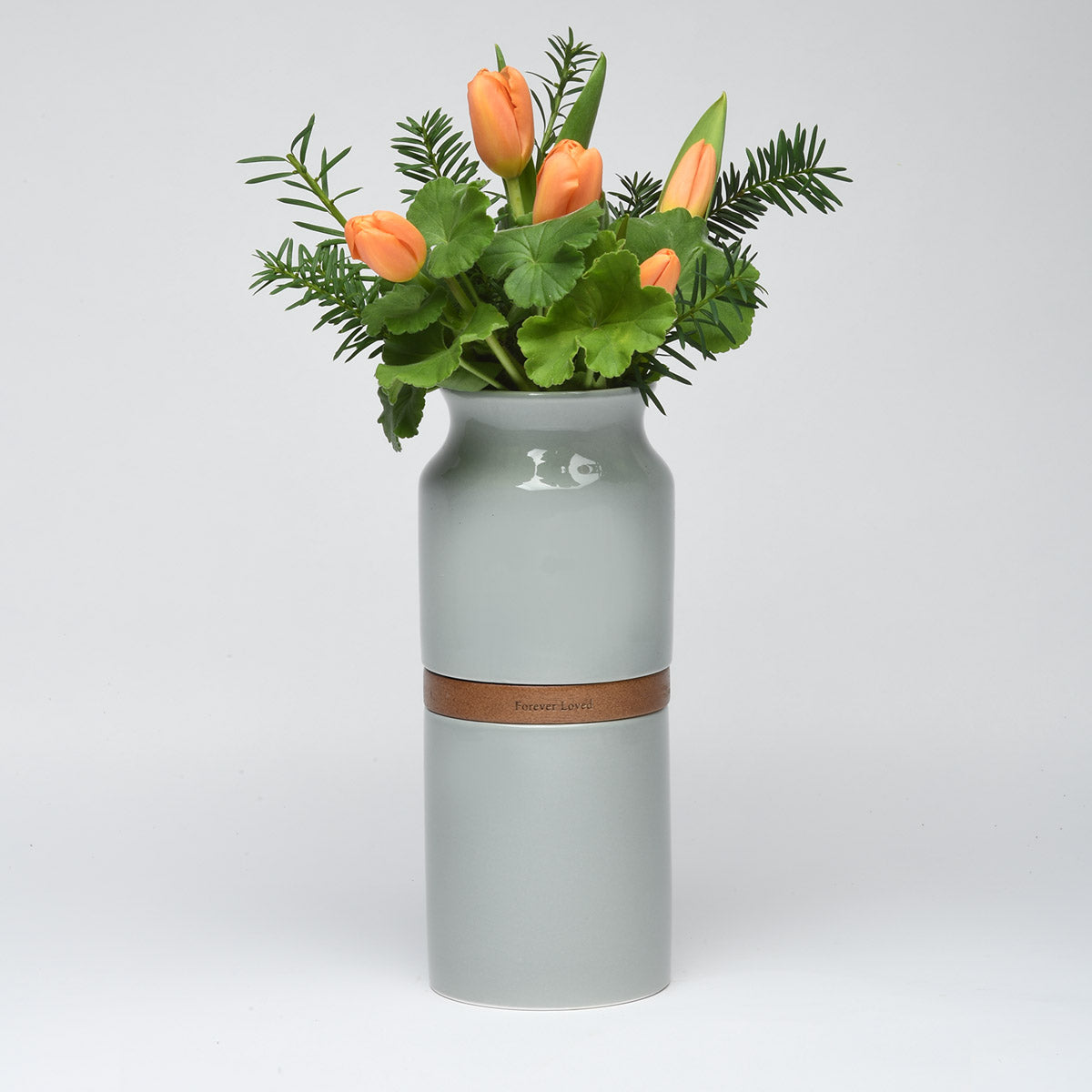 Vega Vase Urn in Grey With Dark Wood