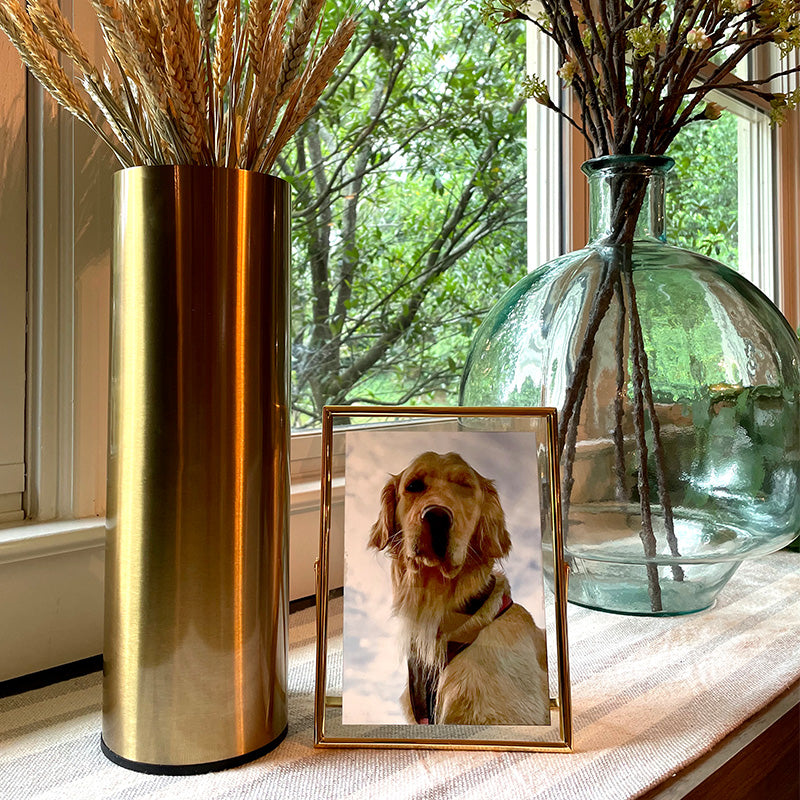 Aries Steel Urn Vase With Matching Frame