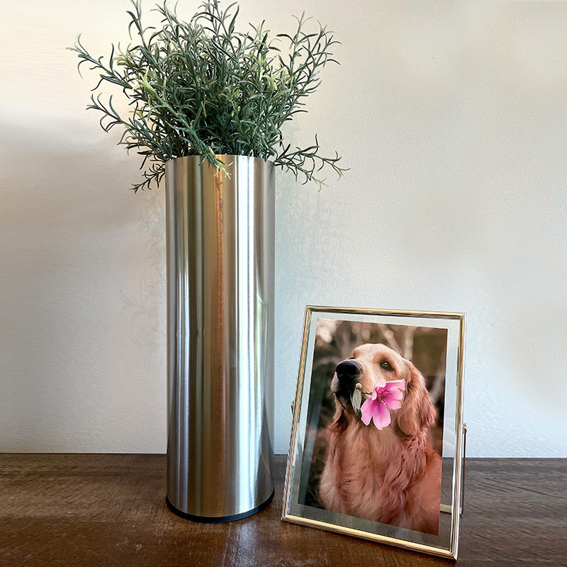 Aries Steel Urn Vase With Matching Frame